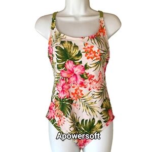 Hurley Pink and Green One Piece Swimsuit